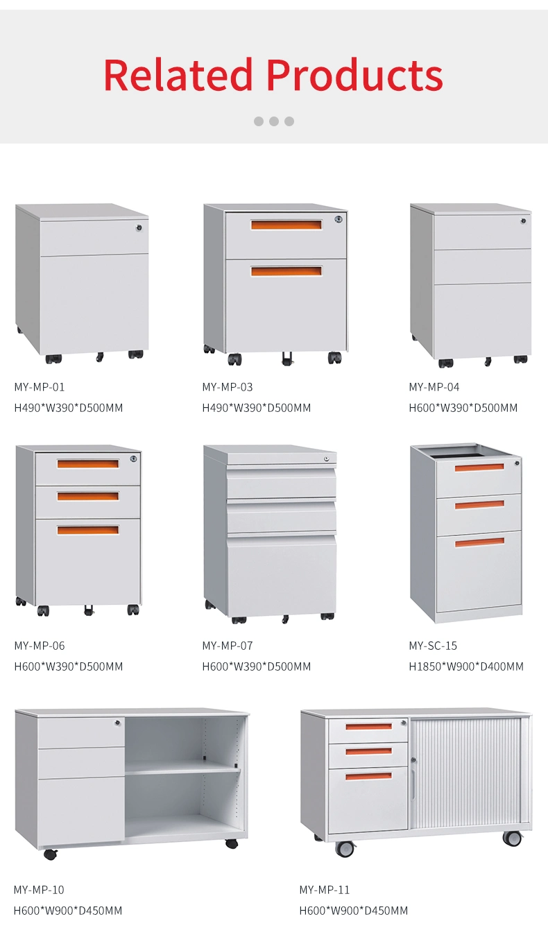 Office Equipment A4 File Moving Cabinet Steel 3 Drawer Storage Mobile Pedestal