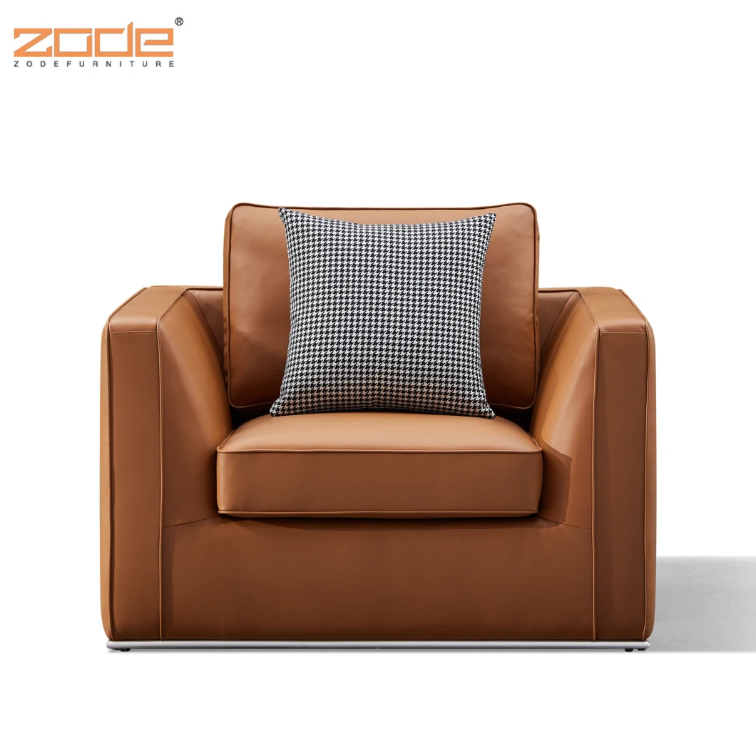 Zode Modern Home/Living Room/Office Furniture Good Price Three Seater Small Sectional PU Leather Sofa