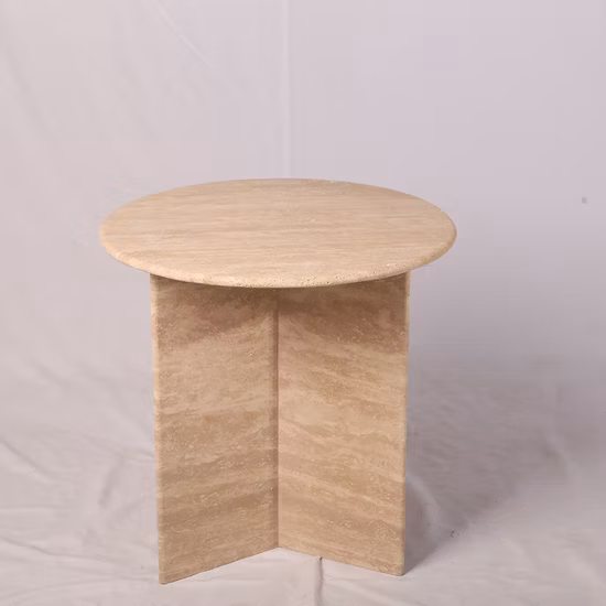 Móveis para sala de estar Mesa lateral quadrada em mármore travertino Console nórdico Mesa de centro em mármore
